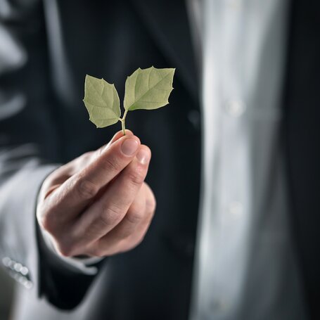 herr-haelt-blatt-in-der-hand